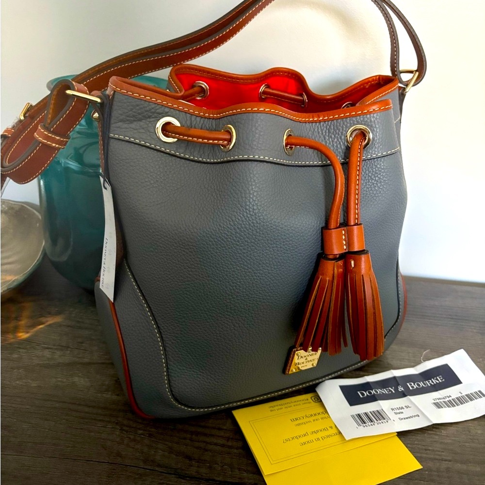 Dooney & Bourke Slate Drawstring Bucket Bag
